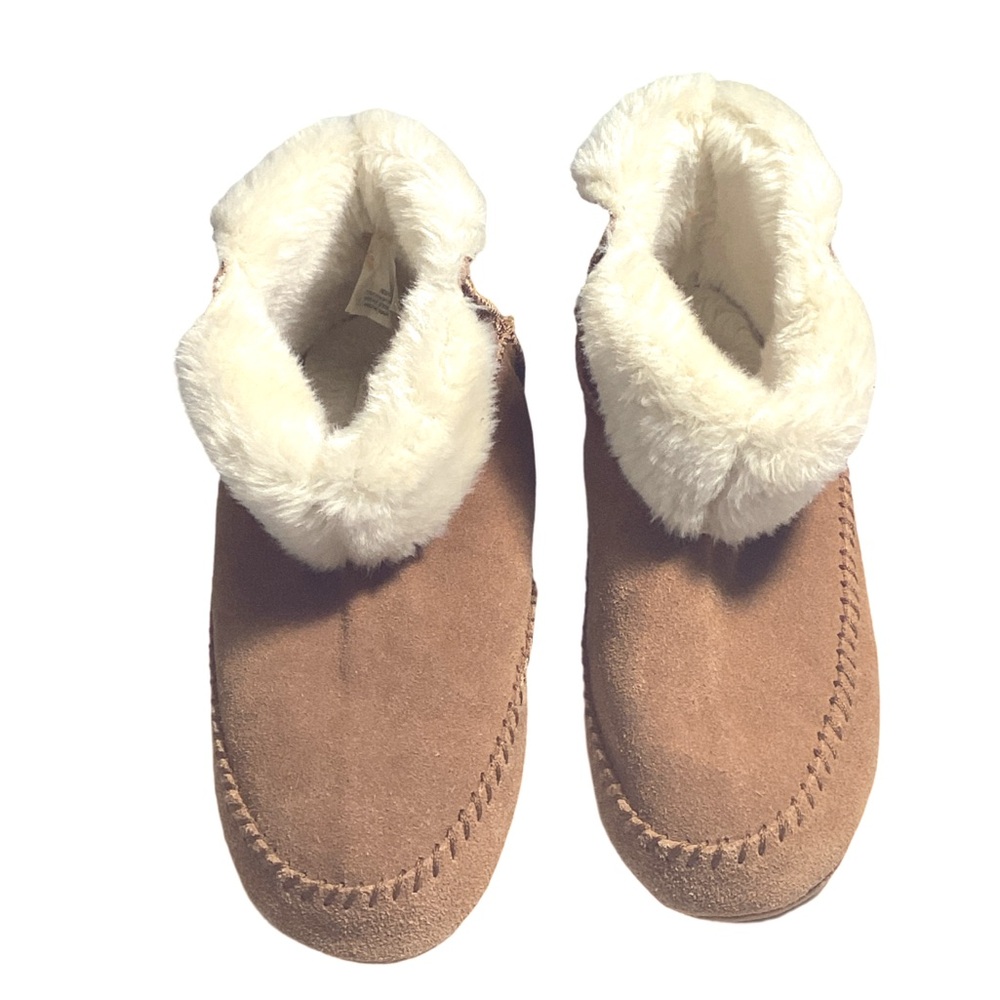 Madewell Cozy Tan Slippers with Faux Fur Lining